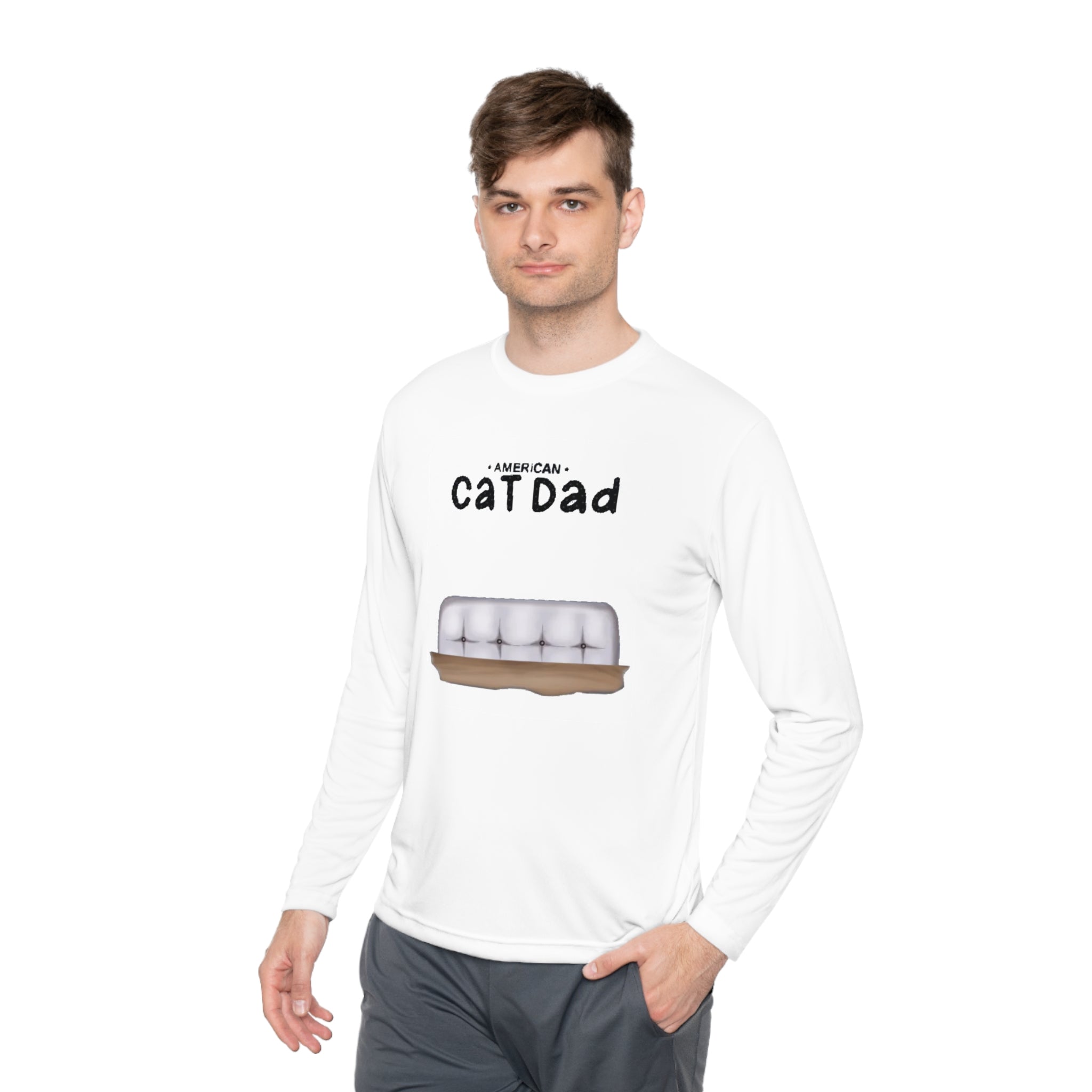 American Cat Dad | Unisex Lightweight Long Sleeve Tee